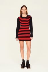 Robe midi rayée Jane Birkin femme Raye noir/rouge vue portée de face