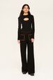 Women Wool Double Face Pants Black details view 2