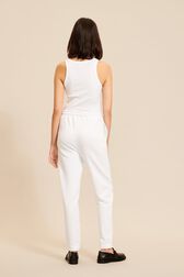 Women Mouth Print Jogging Pants White back worn view