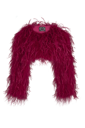 Cropped feather jacket Lipstick front view