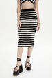 Women Poor Boy Striped Wool Maxi Skirt Black/white details view 1
