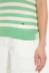 Striped short-sleeved crew-neck sweater Striped anise/white details view 1