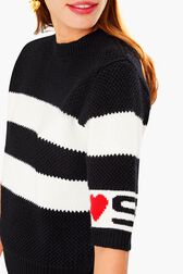SR Heart Short Sleeve Sailor Sweater Black details view 2