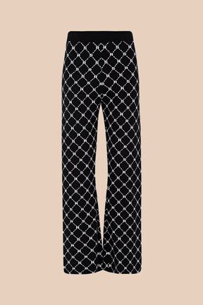 Women Jacquard Pants Black front view