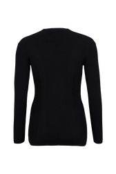 Long-Sleeved V-Neck Cardigan Black back view