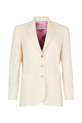 Pinstripe suit jacket Ecru/pink front view