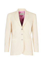 Pinstripe suit jacket Ecru/pink front view