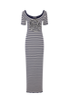 Robe rayée à fleur Raye blanc / bleu vue de face