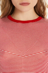 Short-sleeved crew-neck top in cotton and silk Red/white details view 1