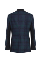 Menswear-inspired tartan blazer Check navy green back view