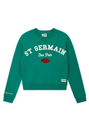 Sweat en molleton oversize imprimé fille - BONTON x Sonia Rykiel Vert vue de face