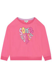 Sweat fille molleton imprimé "Sonia Rykiel" Fuchsia vue de face