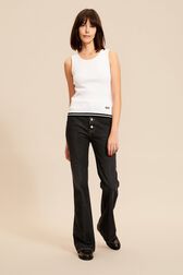 Top ajusté maille torsadée femme Blanc vue portée de face