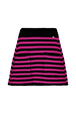 Women Big Poor Boy Striped A-line Skirt Black/fuchsia front view