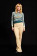 Pull motif pied de poule signature femme Baby blue vue de détail 2