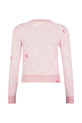 Long-sleeved crew-neck sweater Doll pink back view