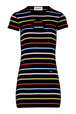 Women Picot Multicolor Striped Short Dress Multico black striped front view