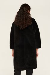 Manteau long velours femme Noir vue portée de dos