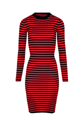 Robe longue chaussette rayée femme Raye noir/rouge vue de face