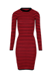 Robe longue chaussette rayée femme Raye noir/rouge vue de face
