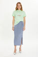 Short-sleeved crew-neck t-shirt in cotton jersey Anise front worn view