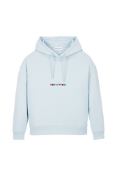 Women Signature Multicolor Oversized Hoodie Baby blue front view