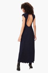 Long Dress In Lurex Knit Night blue back worn view
