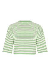 Short-sleeved striped sweater Striped anise/white back view