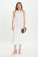 Robe en maille à col rond sans manches Blanc vue portée de face