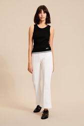 Top ajusté maille torsadée femme Noir vue portée de face