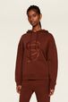 Sweat à capuche jersey de coton femme Chocolat vue de détail 3