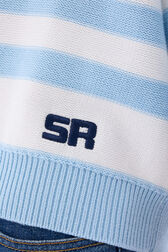 Striped cotton sweater White/skyblue stripe details view 2