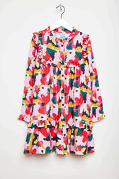 Printed Camo with Ruffle and Cutout Girl Dress Red front view