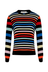 Women Multicolor Striped Sweater Multico striped front view