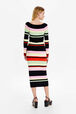 Women Multicolor Striped Maxi Dress Black back worn view