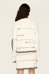 Women Charms Intarsia Wool Sweater Ecru back worn view
