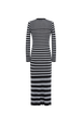 Striped long dress in wool and lurex Black/silver back view