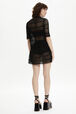 Robe courte dentelle ajourée rayée femme Noir vue portée de dos