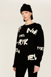 Pull grunge laine logo Sonia Rykiel femme Noir vue de détail 3