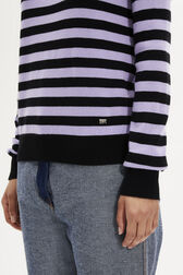 Striped Long-Sleeved Crew Neck Sweater Striped black/lilac details view 2