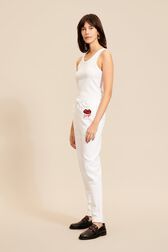 Women Mouth Print Jogging Pants White details view 1