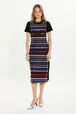 Jersey maxi dress Multico crea striped front worn view