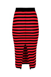Jupe longue laine Poor Boy rayée femme Raye noir/rouge vue de dos