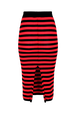 Women Poor Boy Striped Wool Maxi Skirt Black/red back view