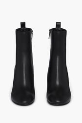 Black Leather Ankle Boots With Rhinestone Heels Black details view 3