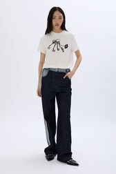 Rykiel key ring T-shirt White front worn view