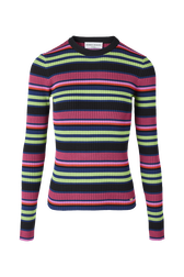 Pull rayé multicolore femme Multico raye noir vue de face