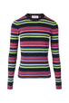 Women Multicolor Striped Sweater Multico black striped front view