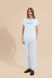 Women Sonia Rykiel logo Jogging Pants Baby blue front worn view