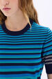 Pull rayé col rond à manches courtes Rayures bleu/silver vue de détail 2